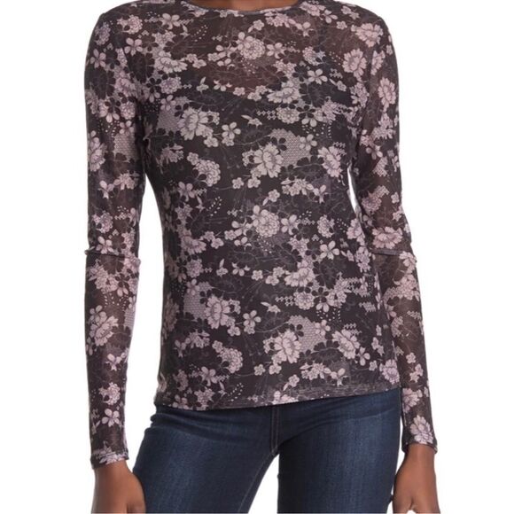 Rebecca Minkoff Cyder Floral Long-Sleeved Semi Sheer Top Size XL - Picture 1 of 11